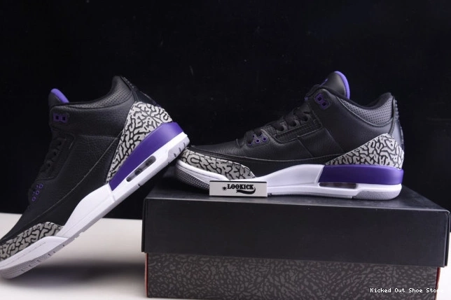 Kick Theory Retro 3 Court Air Purple Black Jordan CT8532-050 0724